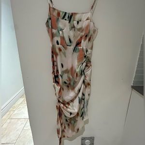 Multicolored asymmetrical ruched hem dress